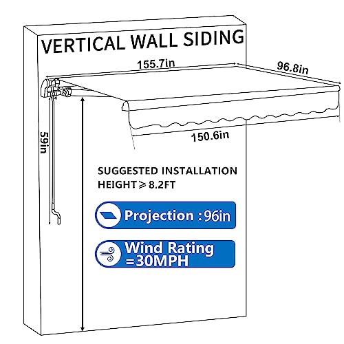 VEIKOU-13×8-Awnings-for-Patio-Retractable-Awning-with-Crank-Handle-Manual-Awning-Canopy-for-Door-Entrance-Garden-Deck-Beige VEIKOU 13×8 Awnings for Patio Retractable Awning with Crank Handle Manual Awning Canopy for Door Entrance Garden Deck Beige