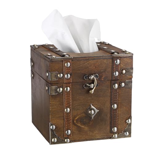 Sumnacon Tissue Box Retro Wood Square Tissue Box Cover Vintage Cube Tissue Box Holder,Decorative Tissue Holder for Bedroom Bathroom Toilet Table Desk Car Store Office Home,Brown by Sumnacon - Used condition - US$16.06