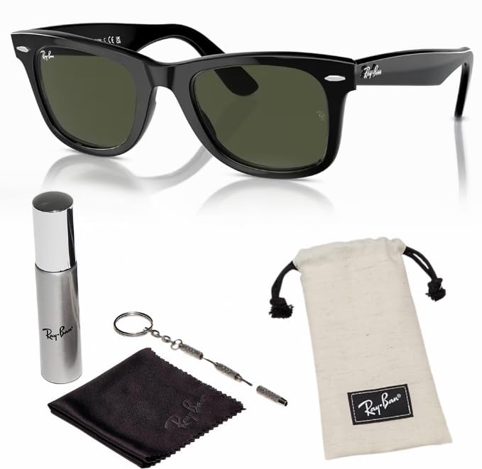 Ray-Ban RB2140 ORIGINAL WAYFARER BIO-BASED Square Shaped Sunglasses for Men & Women with Official RAYBAN Eyewear Kit