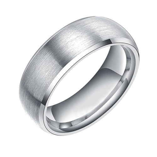Bague tungstène brossée 6mm alliance de mariage argent taille 54 pour homme et femme confort