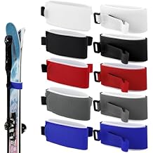10pcs 2-In-1 Ski Carrying Strap for Snowboard Poles - Adjustable EVA Wraps Ties, Protective Bands for Storage, Gear Organizer, Christmas Winter Gift Accessories 5 Dark Colors