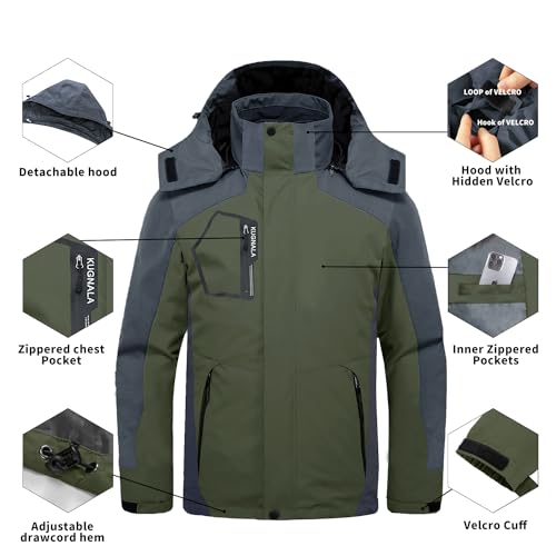 Image of Mens Winter Skiing Jacket 3 in 1 Waterproof Warm Snow Fleece Lining Coat Hooded Windproof Jacket S-6XL