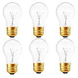 Eclolumi Light Bulb A15 40W Incandescent Mini-Standard Shape with E26 Standard Medium Screw Base for Refrigerators, Ovens, 110V, Dimmable, 2700K Warm White (A15-6p)