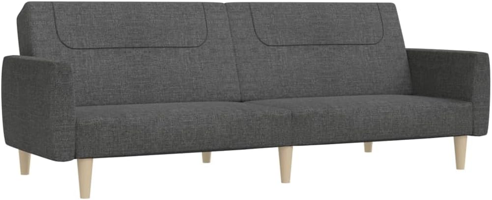Sofa Bed Dark Grey Fabric (100% Polyester) Living Room Furniture