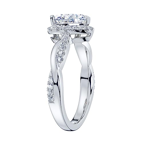 THELANDA Sterling Silver Petite Twisted Vine 1CT Heart-shaped Genuine Moissanite Halo Engagement Ring Promise Ring4