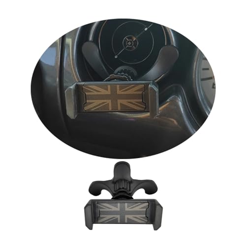 Mini R50 R52 R53 Union Jack Soporte Móvil Coche, Soporte Teléfono Coche de ventilación de Aire Circular para Mini Cooper One/S/JCW R50 R52 R53 2002 2006(Union Jack Negro)