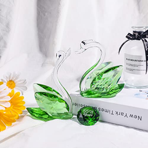 YWHL 55th Wedding Anniversary Decorations, 55 Year Anniversary Swan Gifts for Parents, Emerald Wedding Gifts Her Him, Emerald Green Swan by YWHL - Image 2