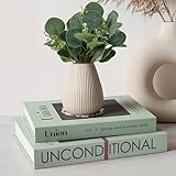 Decorative Books, Set of 2 Elegant Fake Book with Artificial Eucalyptus for Home Decor- Enhance Coffee Table, Bookshelf, Entryway, Mantel Decor-Beautiful Faux Books for Photo Storage, or Keepsake Box
