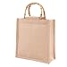Borsa per la Spesa portatile, Retrò Borsa Portatile in Iuta , Borse per la Spesa riutilizzabili Sacchi di Iuta, Borsa in bambù con Manici ad Anello Tote Marrone Chiaro