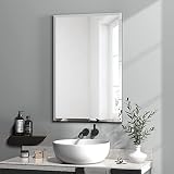 KOHROS Rectangle Beveled Polished Frameless Wall Mirror for Bathroom, Vanity, Bedroom (20" W x 28" H