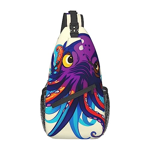 Sac à dos à bandoulière pieuvre violet noir pour homme et femme