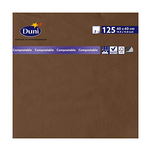 Duni 178999 2 plis Serviettes en papier, 40 cm x 40 cm, marrons (lot de 1250)