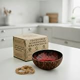 cocovibes Cuenco para llaves de coco con anillo antivuelco, color rojo