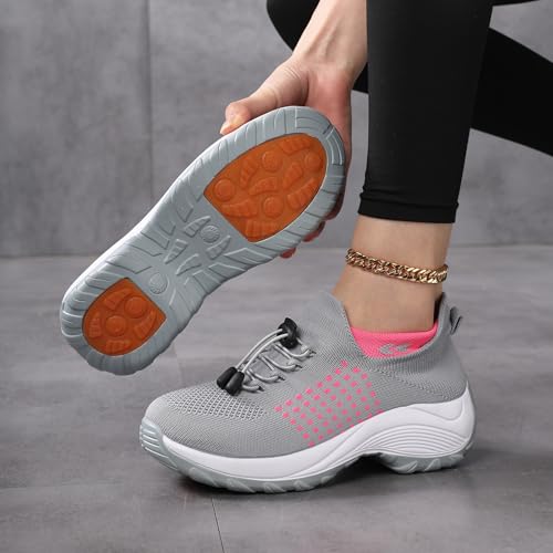 Women Dressy Comfortable Comfort Wear Shoes Orthopedic Sneakers Breathable Comfy Cloud Breathe Mesh Sock Fashion Sneakers Slip on Sneaker Ladies Athletic Shoe Orthowear Shoes Thick Bottom3