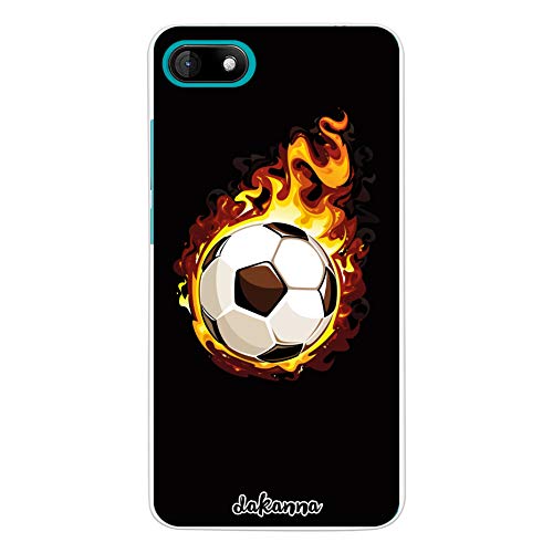 dakanna Coque pour Wiko Sunny 3 en Silicone | Ballon de Foot Flamme | Étui Housse en TPU Souple - Transparent