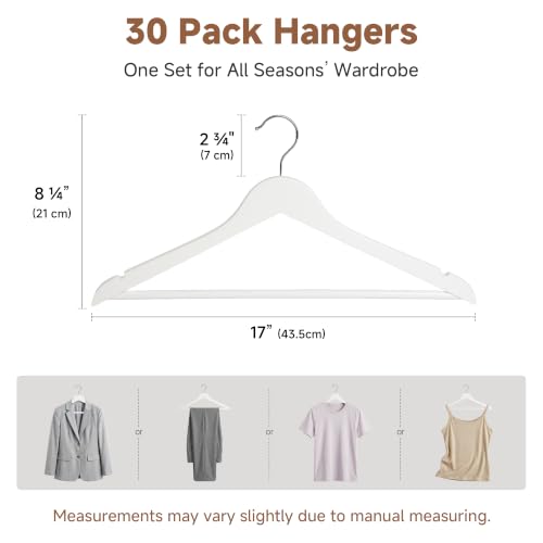 Image of StorageWorks Wooden Coat Hangers, 30 Pack Wood Clothes Hanger for Closet