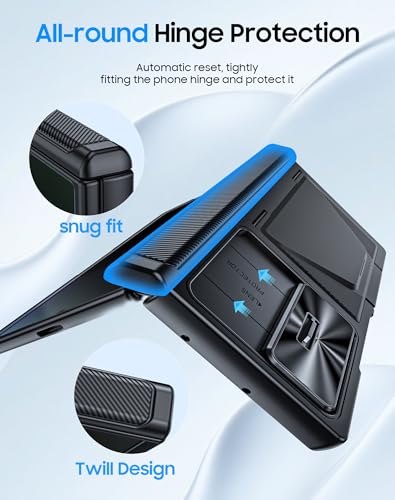 Image of for Samsung Galaxy Z Fold 7 Case with Card Holder RFID Blocking [Privacy Screen Protector ] [Slide Lens Cover] [Hinge Protection] Shockproof Protective Phone Wallet Case for Z Fold 7 (Black)
