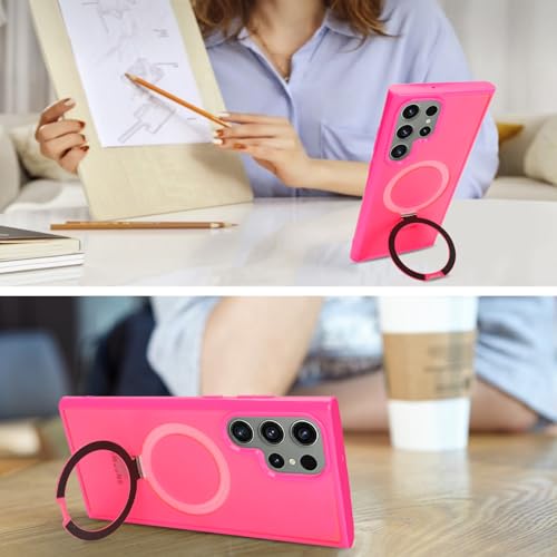 Image of Cavor for Samsung Galaxy S23 Ultra Case, Compatible with Magsafe, Rose red | Galaxy S23 Ultra Phone Case with Stand Magnetic, Shockproof Slim Protective Cases for Women Men