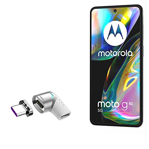 BoxWave Adapter Compatible with Motorola Moto G82 - MagnetoSnap PD Angle Adapter, Magnetic PD Angle Charging Adapter Device Saver - Metallic Silver