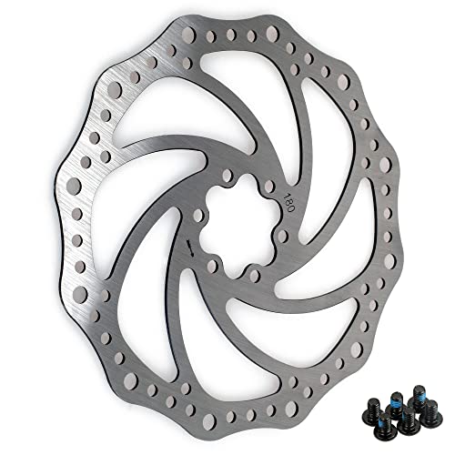 TIYO Disco de Freno para Bicicleta, Frenos Bicicleta, Separador de Freno, 180 mm, de Acero Inoxidable, con Tornillos, Adecuado para la Mayoría de Bicicletas, de Carreras, de Montaña, BMX, MTB, etc.
