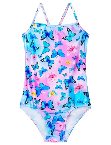 Image of Girls Bathing Suits Colorful Swimsuits with UPF 50 + Sun Protection Sleeveless Toddler Kids One Piece Swimwear