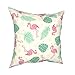 Housse de coussin en forme de flamant rose - Motif feuilles de palmier - Décoration pour salon, chambre à coucher, canapé - 40,6 x 40,6 cm