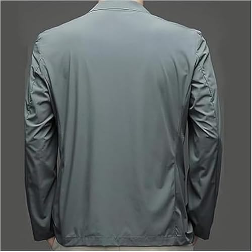 موتيم جاكيت بدلة عمل كاجوال محبوك للرجال بقصة ضيقة وزرين خفيف الوزن غير مبطن باكمام طويلة (الامارات العربية المتحدة/السعودية، الفا، XL، XXL، عادي، عادي، بيج)