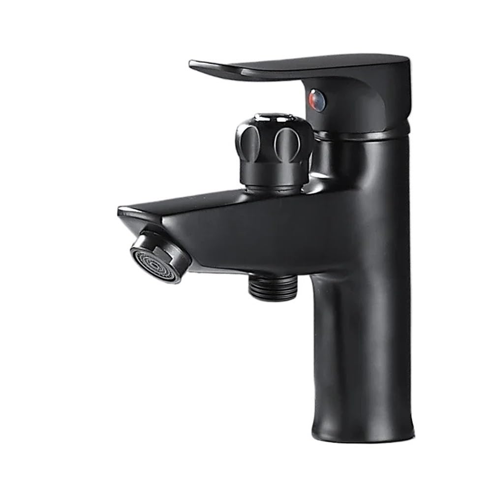 Mitigeur lavabo noir avec douchette extractible pour laver les cheveux