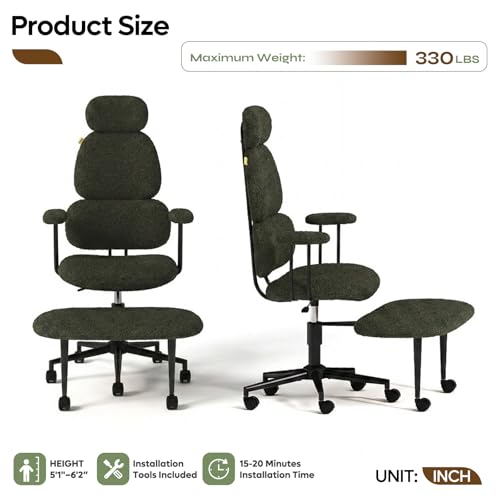 Image of Pinmoco ADHD Cross Legged Office Chair, 3-Zone Back Support, Wide Seat | Ultra-soft plush seat with armrests. Extra-wide for cross-legged & ADHD sitting. 3-zone support: neck, mid-back & lumbar.