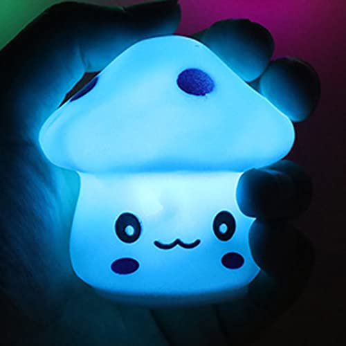 Image of Shulemin Mini LED Night Light Mushroom Light Adorable Lamp for Baby Color Changing Fantastic Cute Fairy Lights Night Light for Kids Bedroom Desk Garden Yard Decor Blue