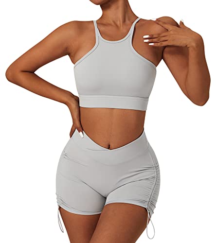 Ensemble d'entraînement et survêtement de sport pour femme avec brassière et short