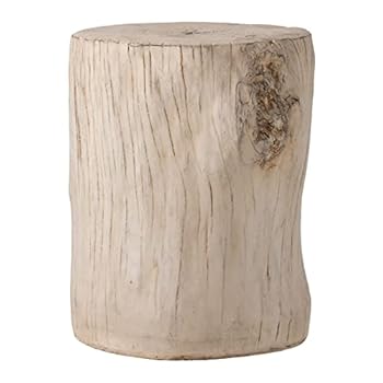 Alternative view of Koncemel Faux Wood Stump Stool with Antique White, 14.5 x 13 x 17 in Round End Table, Light-Weight, Assembled Side Table, Plant Stand, Coffee Table, Ideal for Indoor or Outdoor