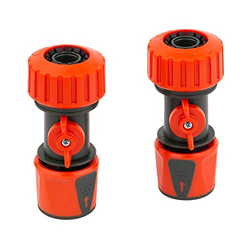 Mivos 2 x quick connector with regulating valve for 3/4 inch (20 mm) water hose, hose coupling with ball valve