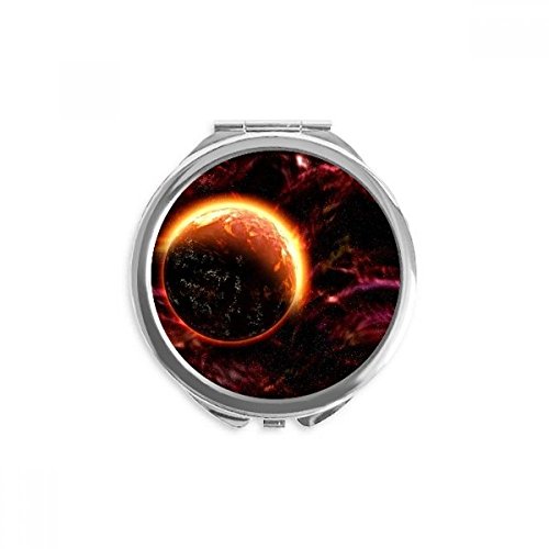 Miroir de poche univers planète rouge foncé pour retouches rapides sans miroir fixe