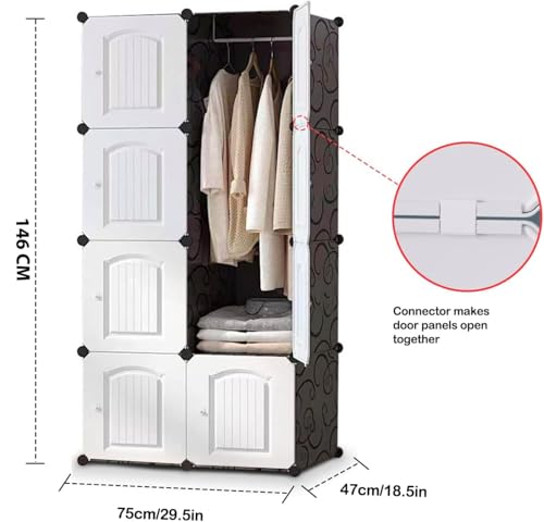 Image of Mevigo Foldable Plastic Wardrobe for Clothes - 8- Door Baby Cupboard for Clothes Storage, Wardrobe for Kids, Plastic Almirah, Collapsible Wardrobe for Kids Livingroom & Home- White-Y5