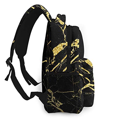 NiYoung Boys Girls Backpack Big Capacity Chic Black and Gold Marble Texture Backpacks Anti-Theft Book Bags Waterproof Daypack for Travel Hiking Camping College3