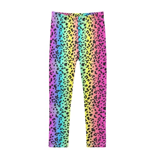 Colorful Leopard Skin Pattern Prints Girls Leggings Soft Comfortable Athletic Leggings Dancing Pants for 4-10 Years