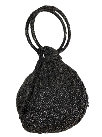 oll oo la la beauty ethnic black color zari/zardosi handcrafted potli bags or wristlets with beads handles for girls/women-picture-41