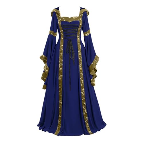 Robe longue médiévale cintrée à lacets avec manches chauve-souris fluides