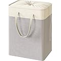Simple Houseware 75L Collapsible Laundry Hamper, Rectangle Cotton Basket with Drawstring Closure and Handles, Gray