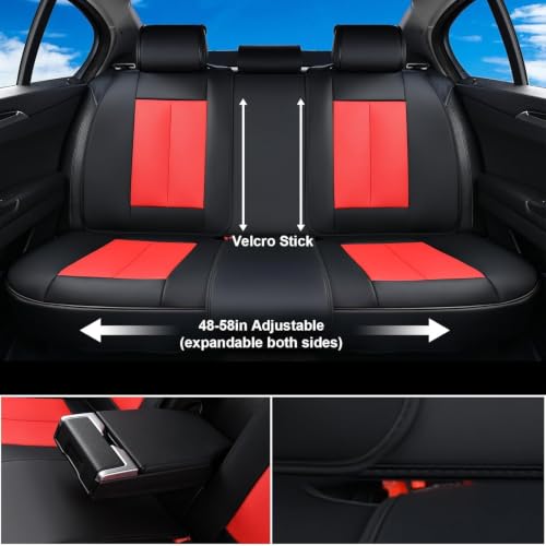 Image of Coverado Car Seat Covers Full Set, Seat Covers for Cars, Front Seat Covers and Back Seat Cover Waterproof Leather Automotive Seat Cover, Universal Car Interior Protectors for Most Cars