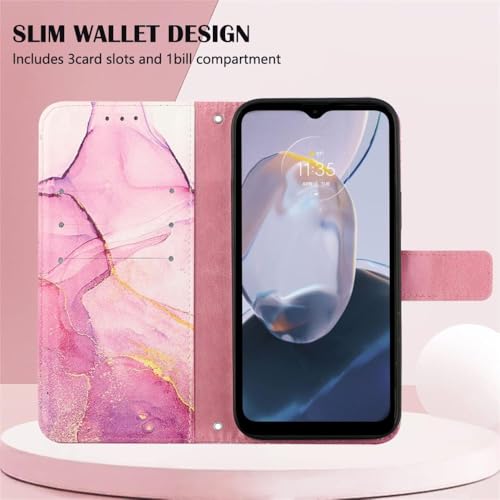 Image of ClickCase for Redmi Note 15 Pro 5G Marble Series Faux Leather Back Case Card Holder Wallet with Magnetic Closure Flip Cover for Redmi Note 15 Pro 5G (Pink)
