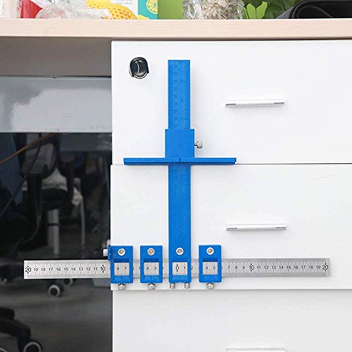 Cabinet Hardware Jig Template, Punch Locator Tool, Drawer Hole Locator Drill Guide Template Wood Drilling Dowelling for Installation Of Handles, Knobs on Doors and Drawer Pull, Inch and Metric