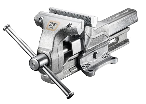 HEUER Tornillo de banco de 120 mm – con mordazas intercambiables (totalmente galvanizado, dimensiones 37 x 12 x 15,5 cm, peso 9 kg, material acero) 101123