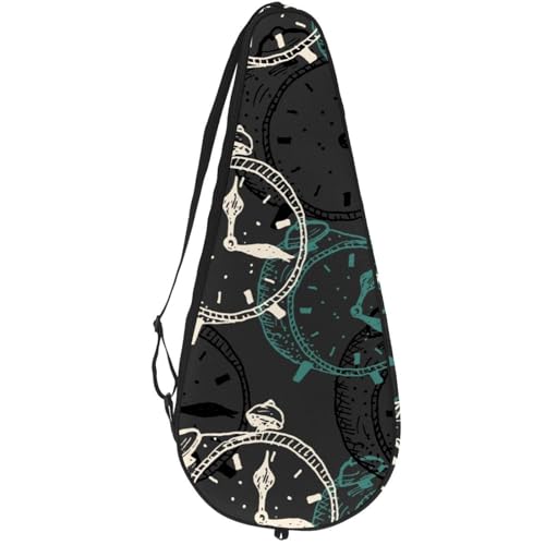 VAPOKF Handgezeichnete Wecker auf dunkler Schlägertasche für Tennis, Tennisschlägerhülle, Schlägertasche, Paddeltasche, hält bis zu 2 Schläger VAPOKF Handgezeichnete Wecker auf dunkler Schlägertasche für Tennis, Tennisschlägerhülle, Schlägertasche, Paddeltasche, hält bis zu 2 Schläger