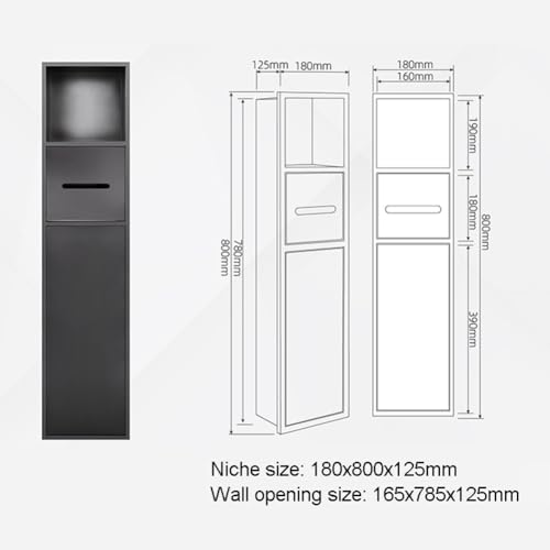 Armario empotrable de acero inoxidable impermeable para ducha y papel, armario de baño montado para nizedSpaces