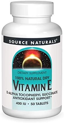 Source Naturals Vitamin E, 400 iu Fat-Soluble Antioxidant – 50 Tablets