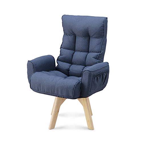 アイリスオーヤマ 回転ファブリックチェア ブルー ひじ掛け付き FAC-KH