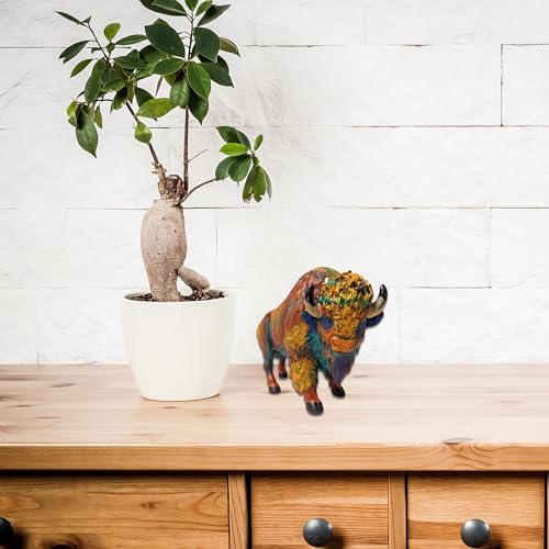 Figura Bisonte Colorido de Resina Majestuoso miniatura 5