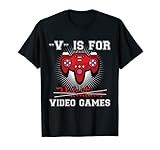 Divertido diseño de jugador del día de San Valentín que dice V es para San Valentín, videojuegos. Perfecto para un jugador que ama la consola de videojuegos de videojuegos, una bonita pareja de regalo del día de San Valentín en 2022, o los jugadores de video que aman celebrar el día de San Valentín.